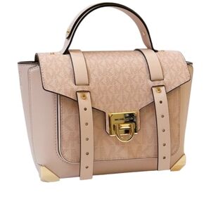 New NWT Michael Kors Manhattan Signature Medium Satchel bag Powder Blush